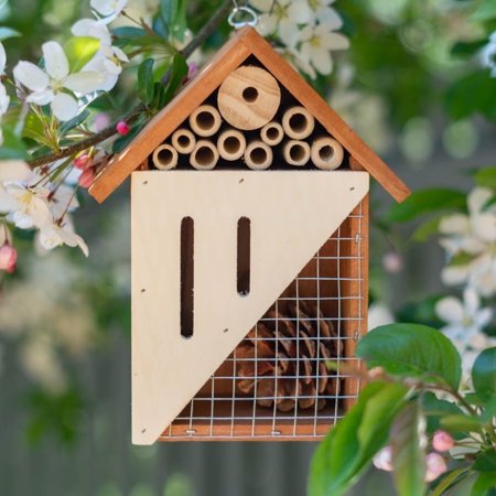 Pollinating Palace - Bee &amp; Butterfly Wooden Insect Hotel - Multi-Compartment, Home for Butterflies, Ladybugs, and Other