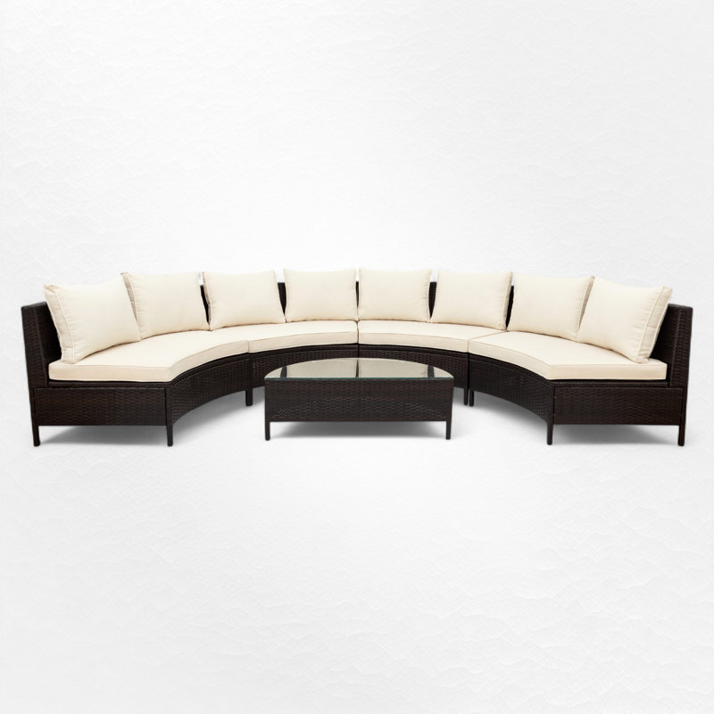 Red Barrel Studio&reg; Nooriyah Curved Outdoor Conversation Set &amp; Reviews | Wayfair