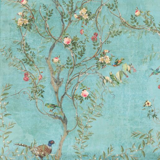 Wildon Home&reg; Spoor Chinoiserie Turquoise Wall Mural | Wayfair