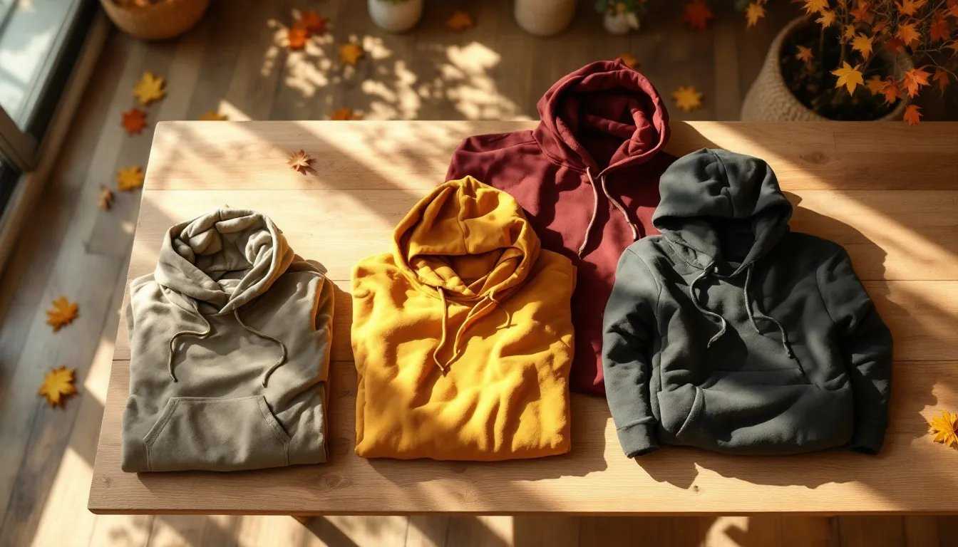A display of new hoodie colors for the year.