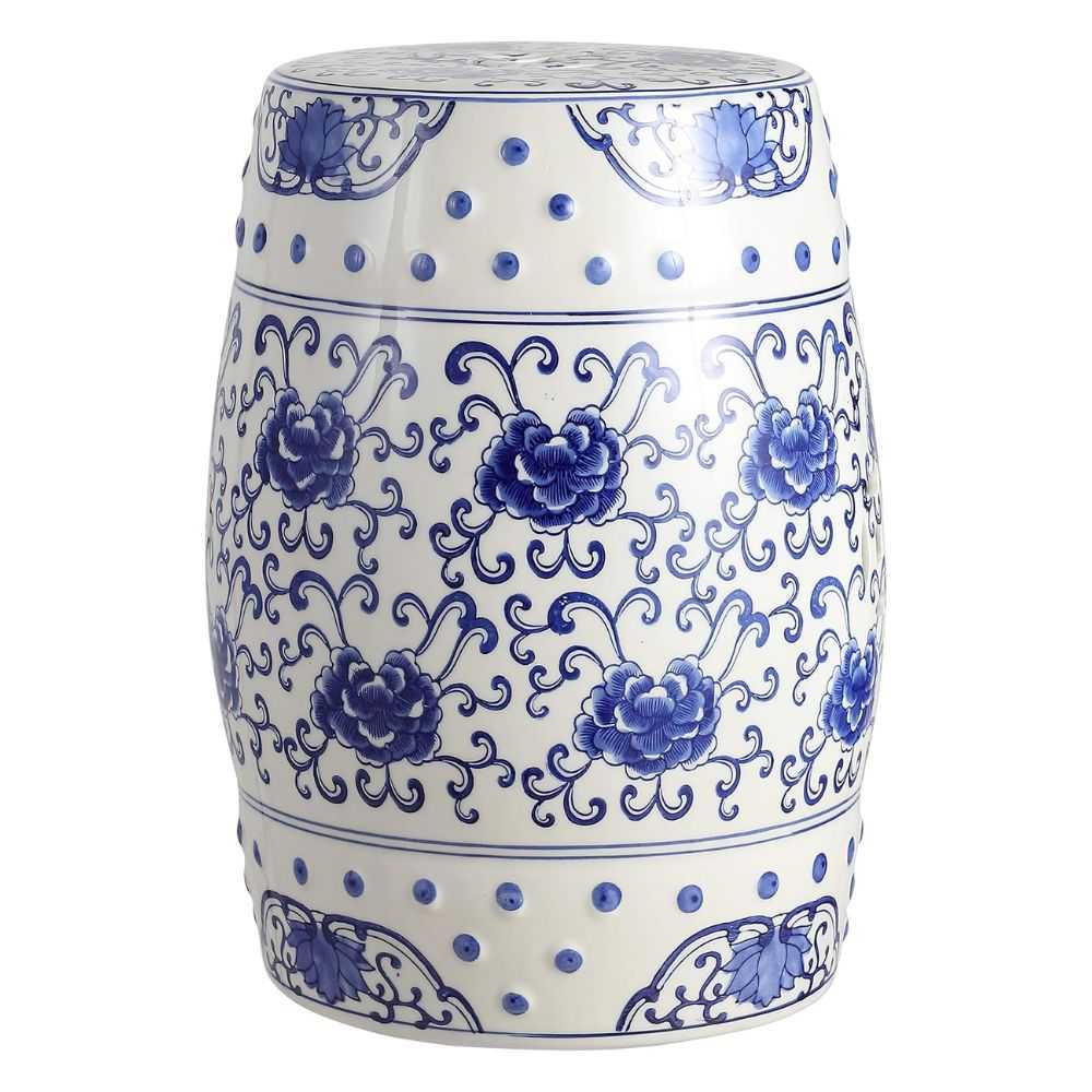 Chinoiserie Ceramic Drum Indoor/Outdoor Garden Stool