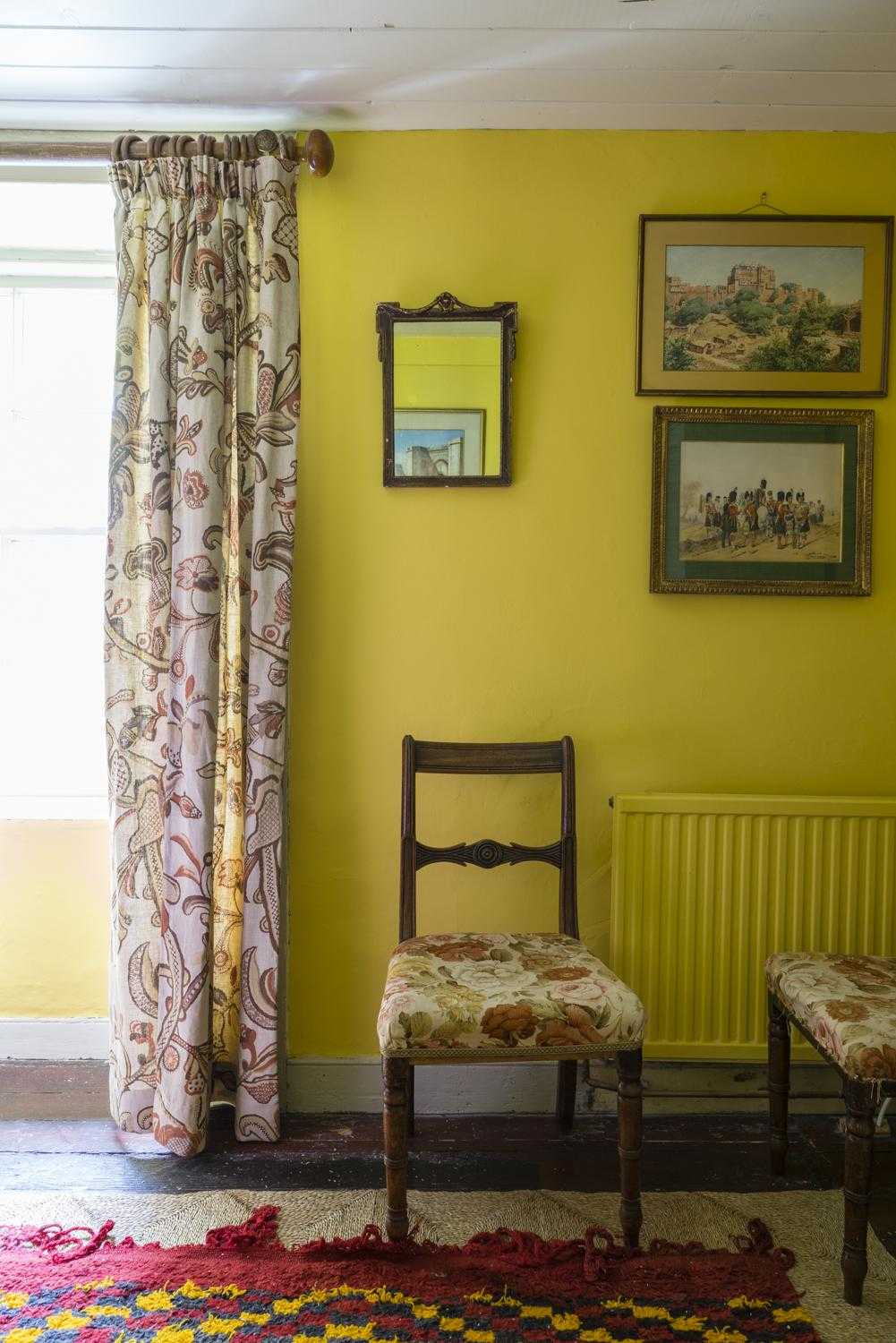 how to paint a radiator with yellow room in Babouche by Farrow &amp; Ball