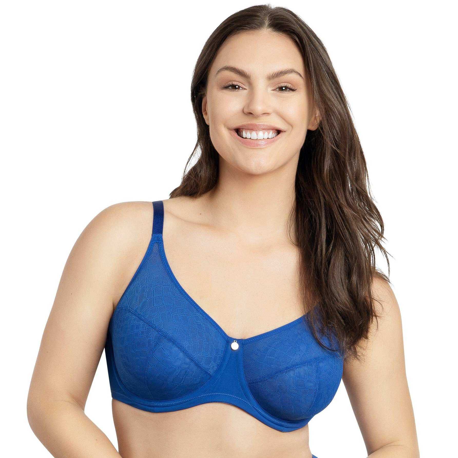full coverage, comfortable bra in blue