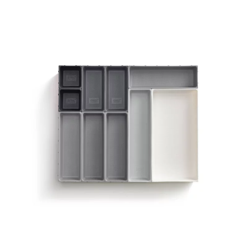 Joseph Joseph 10pc Box Drawer Organizer Set - Gray: In-Drawer Flatware Storage, Non-Slip, Multiple Compartments