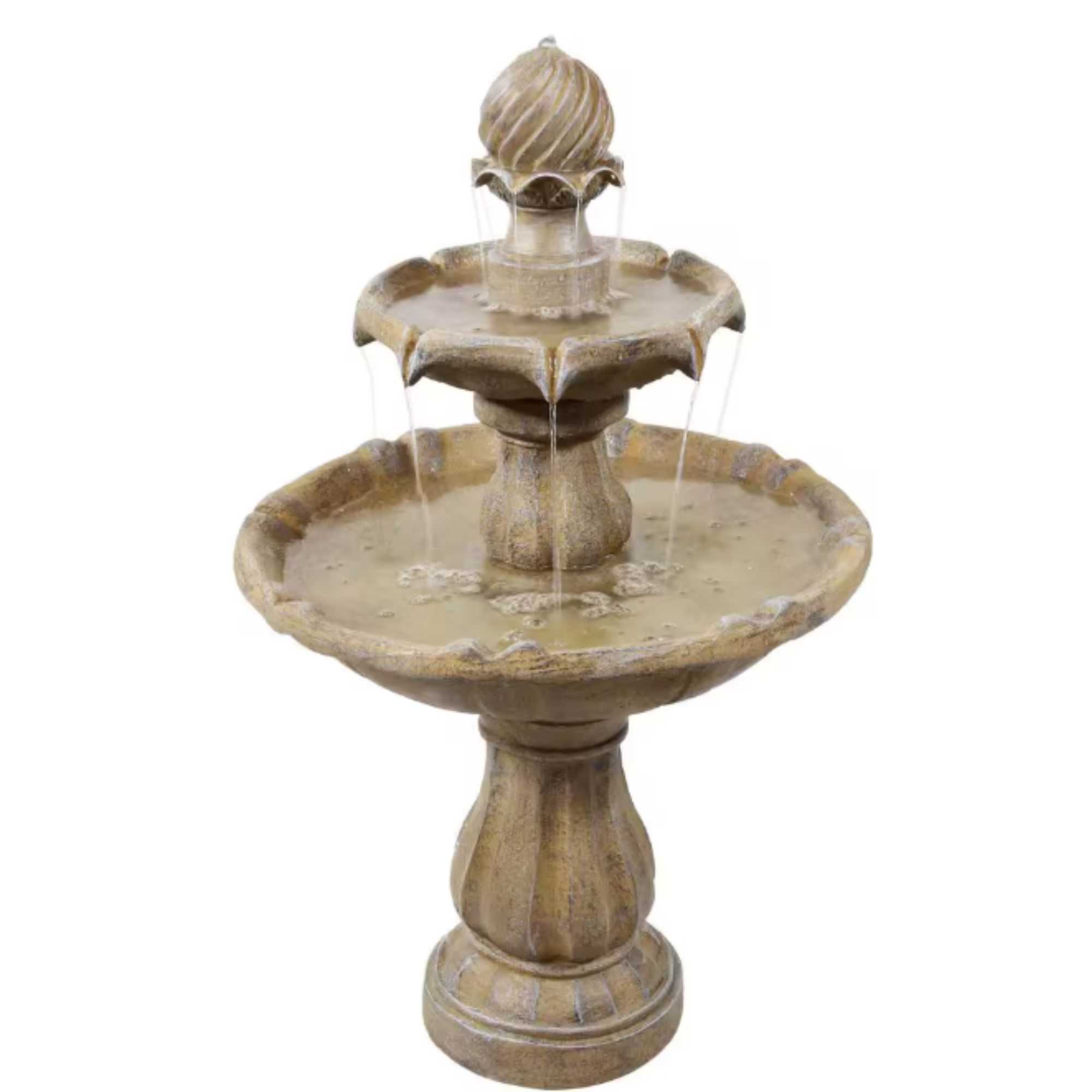 2-Tier Earth Solar Outdoor Tiered Water Fountain
