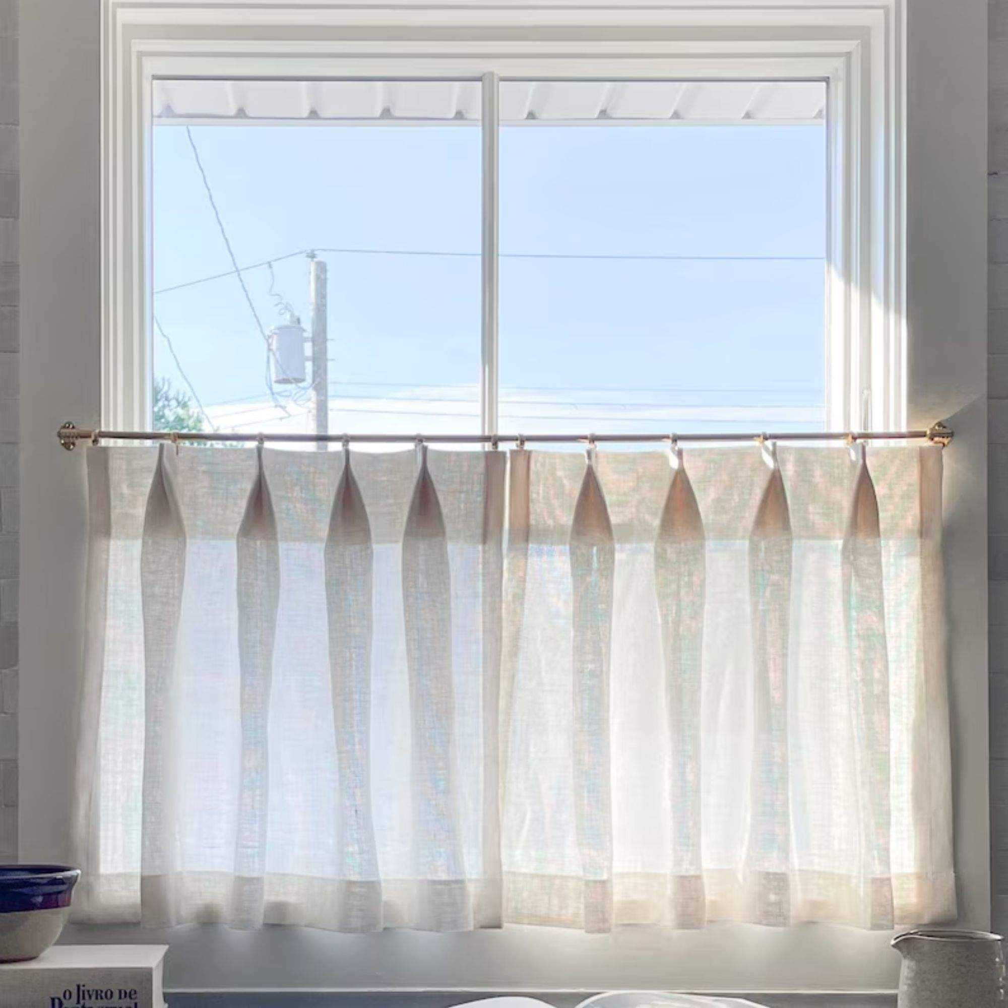 Top Pinch Pleat Unlined Cafe Curtains &amp; Decorative Panels