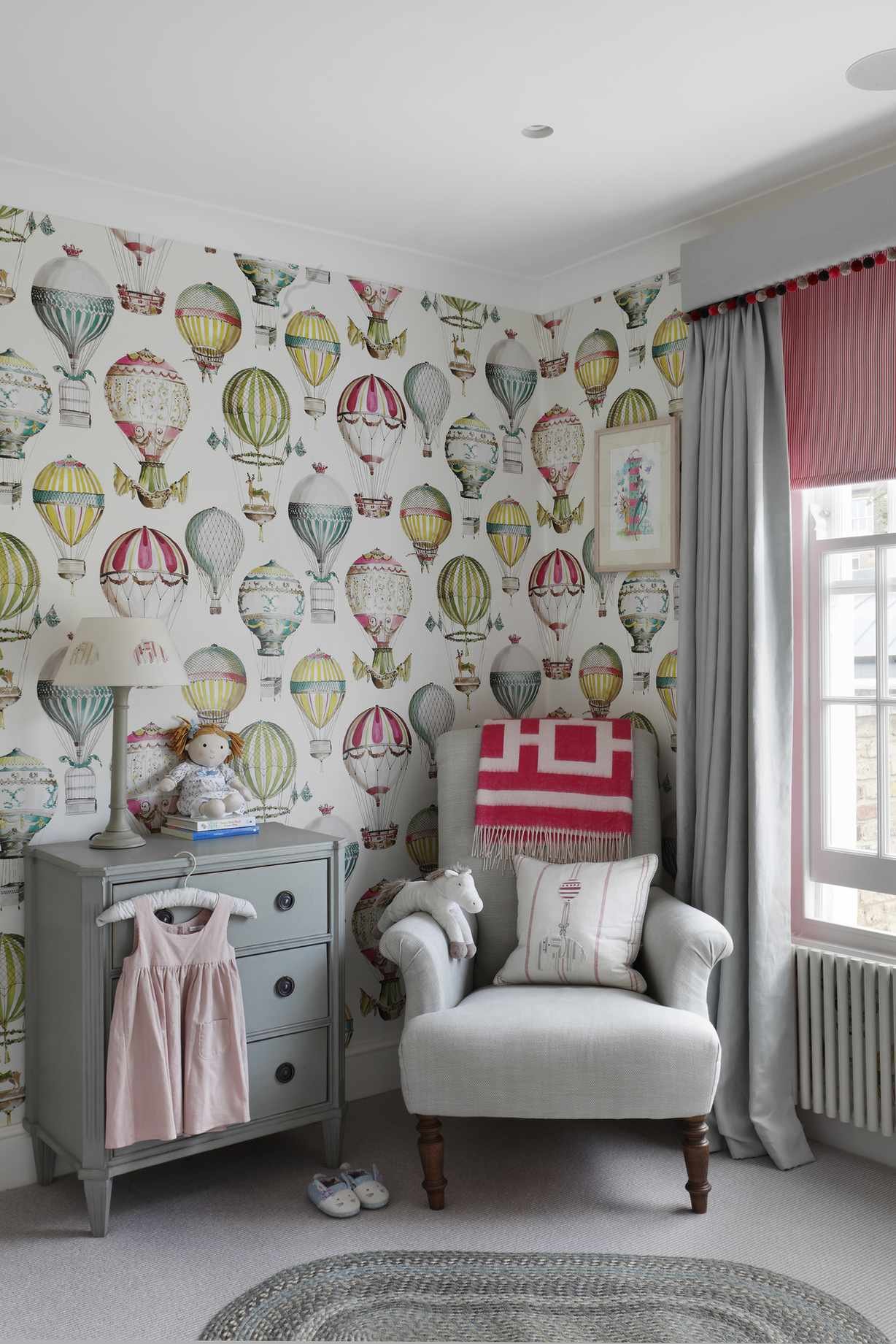Nursery with Manuel canovas L'envol hot air balloon wallpaper