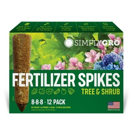 Simplygro Fertilizer Spikes for Trees &amp; Shrubs - 12 Plant Food Spikes - 3.0 Lbs