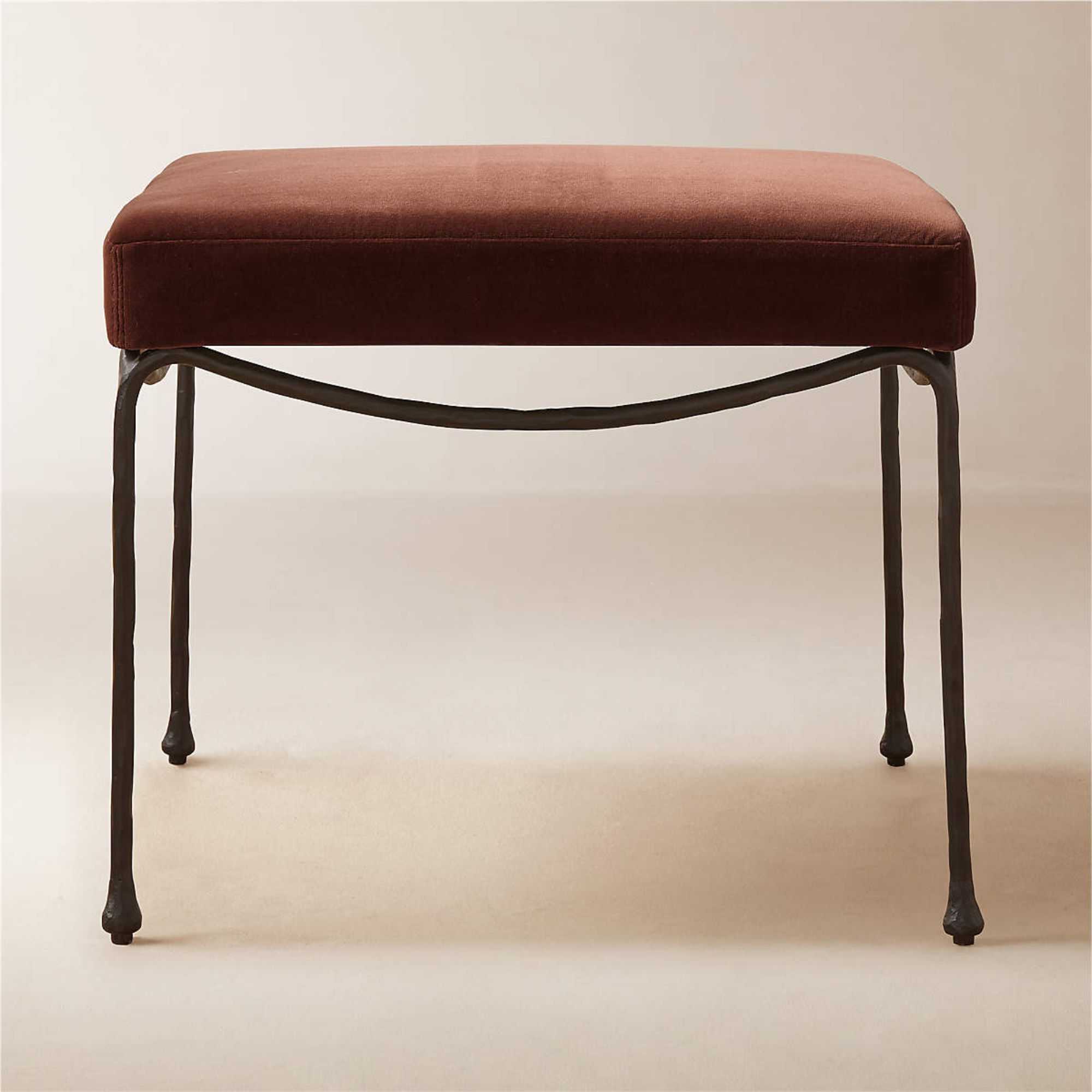 CB2, Journey Terracotta Red Velvet Stool