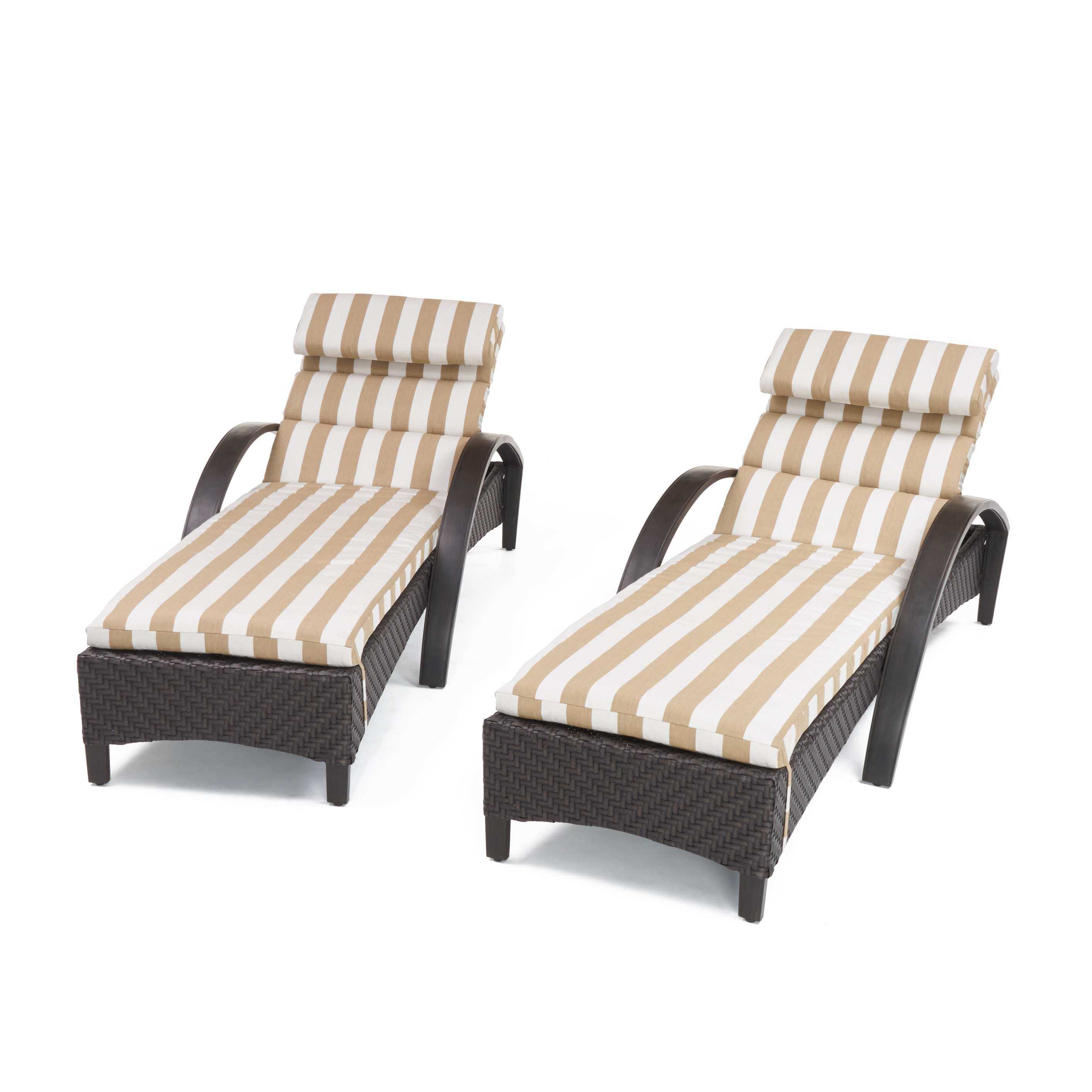 Kechia 81" Long Reclining Chaise Lounge Set Sunbrella Cushions
