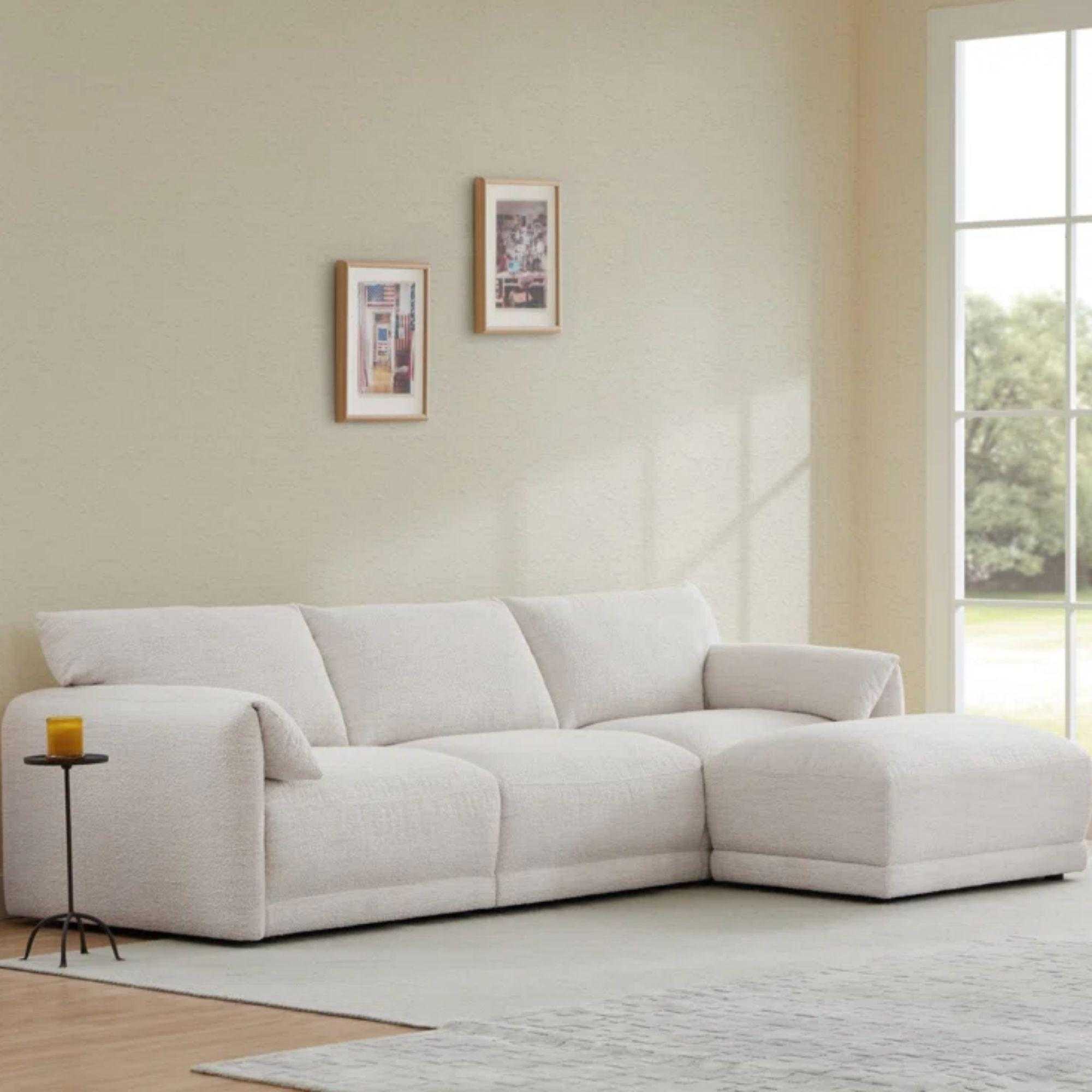Bodhild 115.7'' Boucle 4 - Piece Modular Sectional with Ottoman