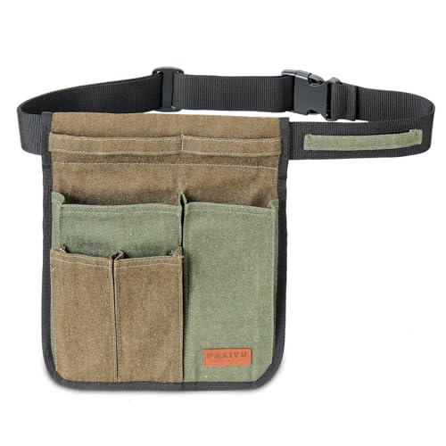 Paxiyu Garden Tool Belt for Men &amp; Women, Denim Slim 4-Pocket Adjustable Garden Apron - Lightweight Utility Belt for Gardening, Diy, Carpenter, Painting, Seamstress, and Crafting Tool Pouch (green)