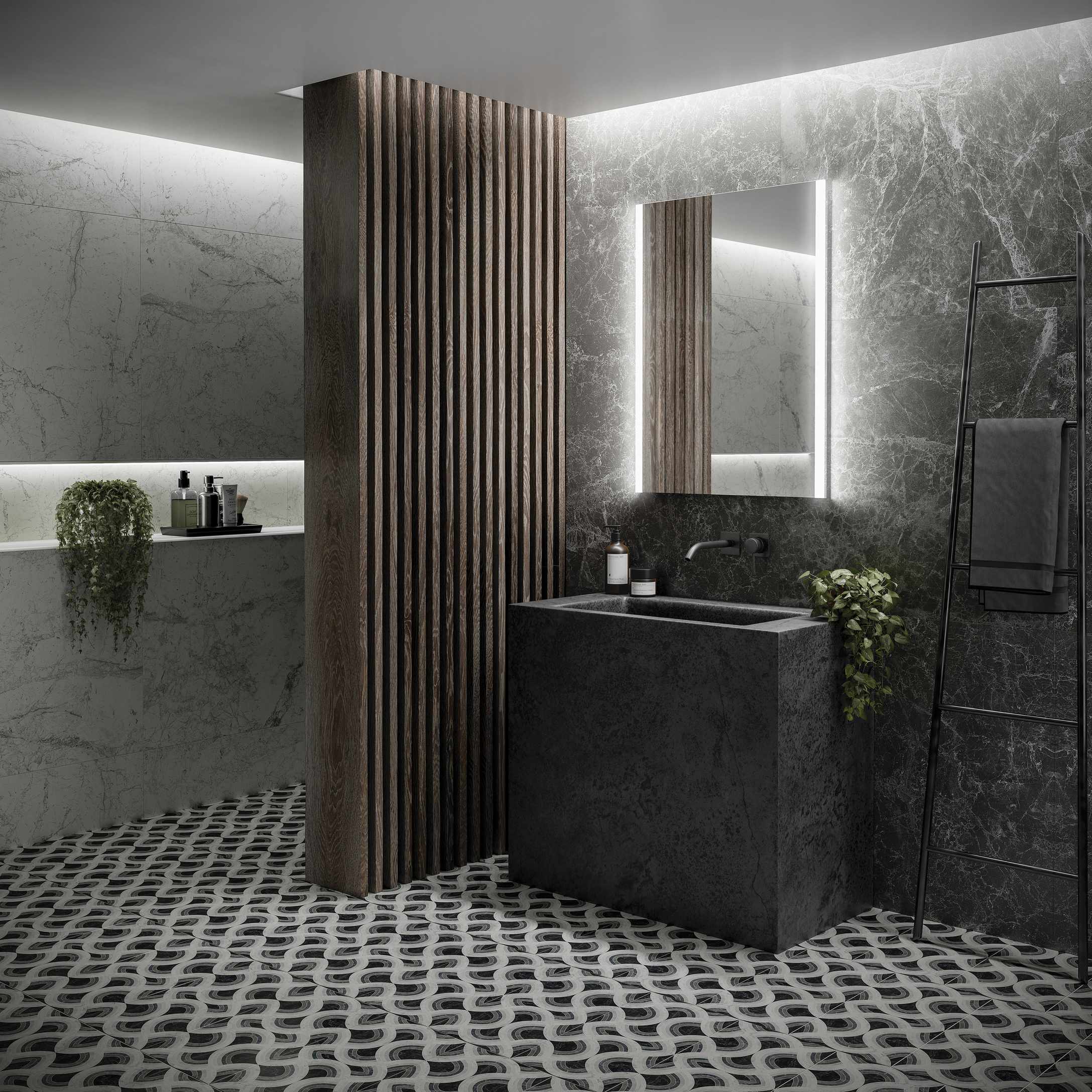 Planning bathroom lighting in dark bathroom