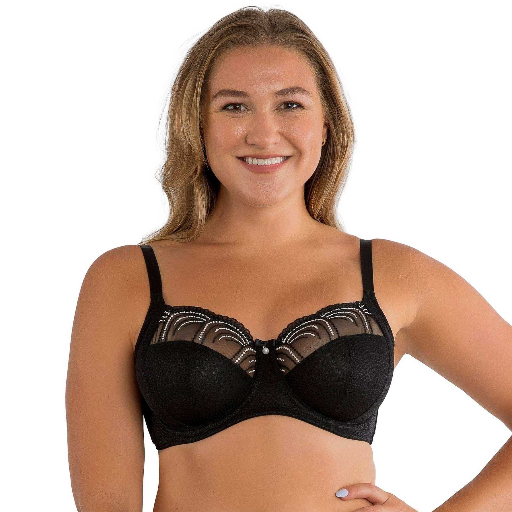 black embroidered full coverage bra