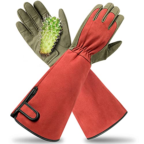 Yionaiyi Professional Rose Pruning Thorn Proof Gardening Gloves With Long Forearm Protection for Men and Women (1 Pair) (red, Large)&hellip;