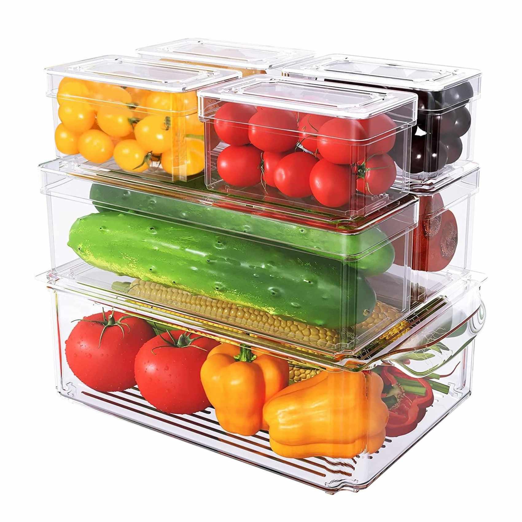 Stackable clear fridge organizers