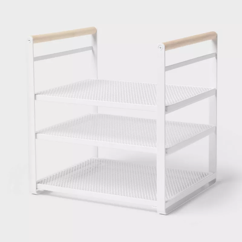 Metal 3-Tier Adjustable Shelf Box Organizer White - Brightroom&trade;: Kitchen Storage &amp; Pantry Organizer, Iron Shelf Riser