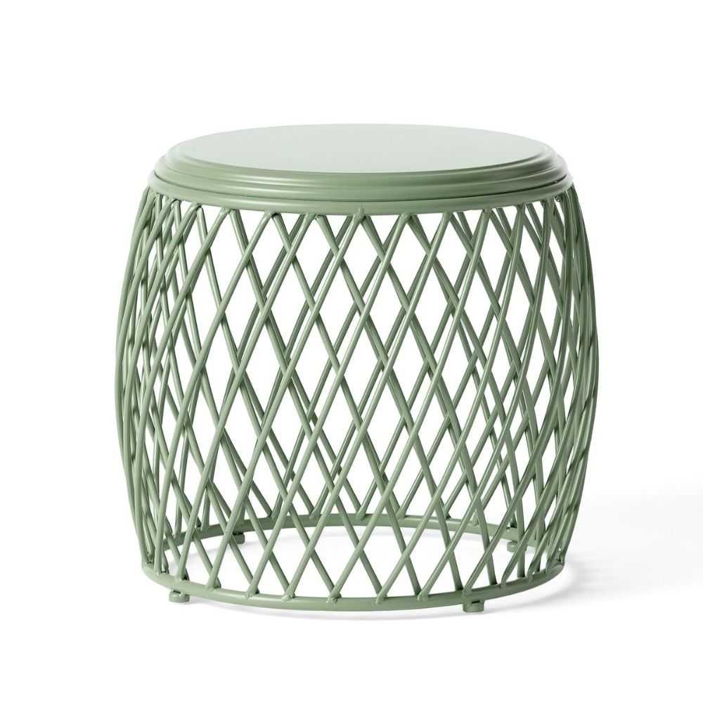 Green Outdoor Lattice Iron Side Table