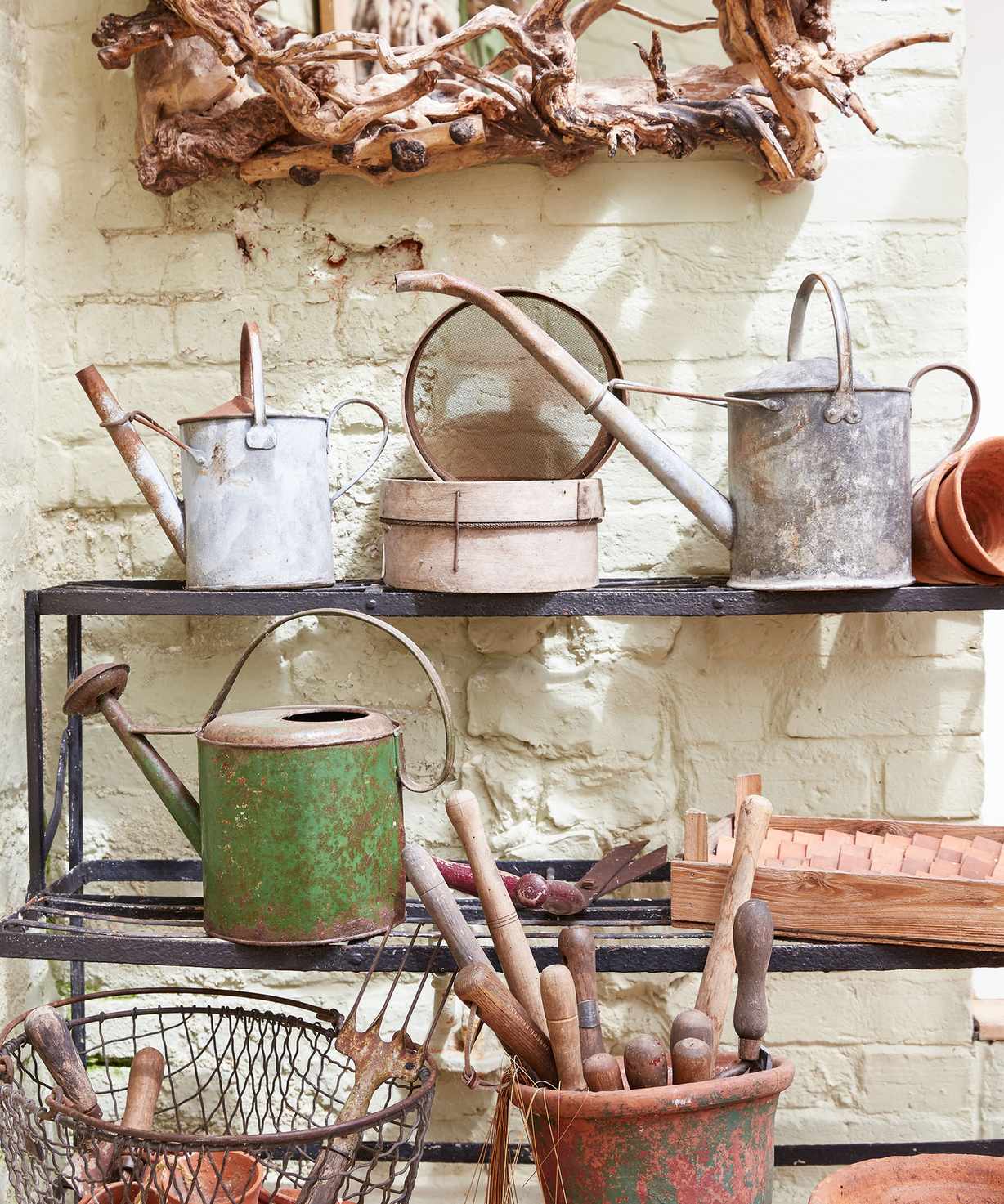 Garden shed with shelf storage