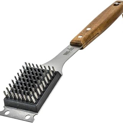 Bbq-Aid Grill Brush and Scraper for Barbecue &ndash; Grill Brush for Outdoor Grill With Extended, Large Wooden Handle and Replaceable Stainless Steel Bristles Head &ndash;no Scratch- Bbq Grill Brush for Any Grill
