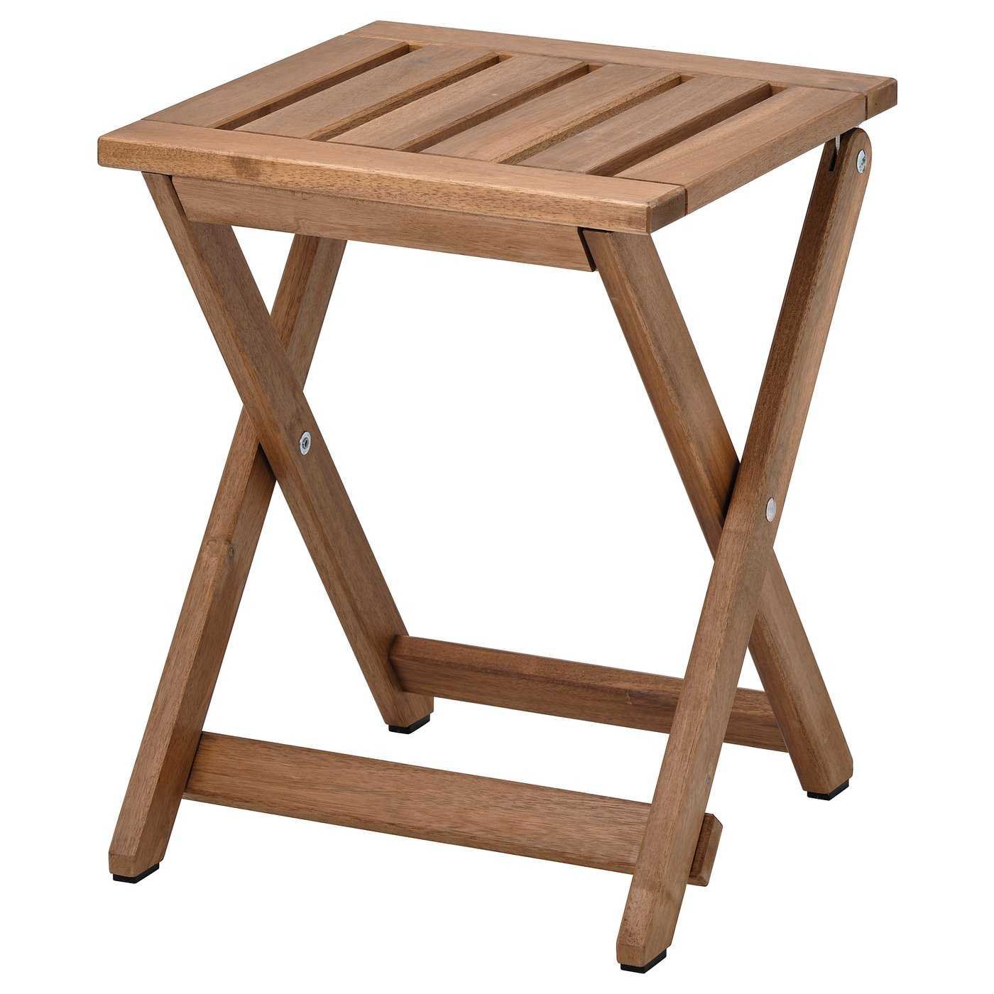 N&Auml;mmar&Ouml; Stool, Outdoor - Foldable/light Brown Stained 14 3/8x17 3/4 "