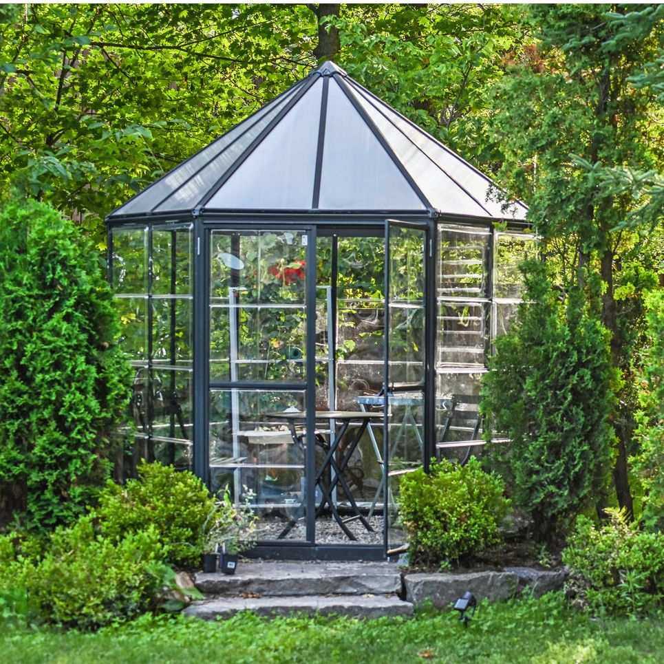 Canopia Palram - Canopia Oasis Hexagonal Walk-In Hobby Polycarbonate Aluminum Frame Greenhouse Outdoor Living Structure - Gray &amp; Reviews | Wayfair