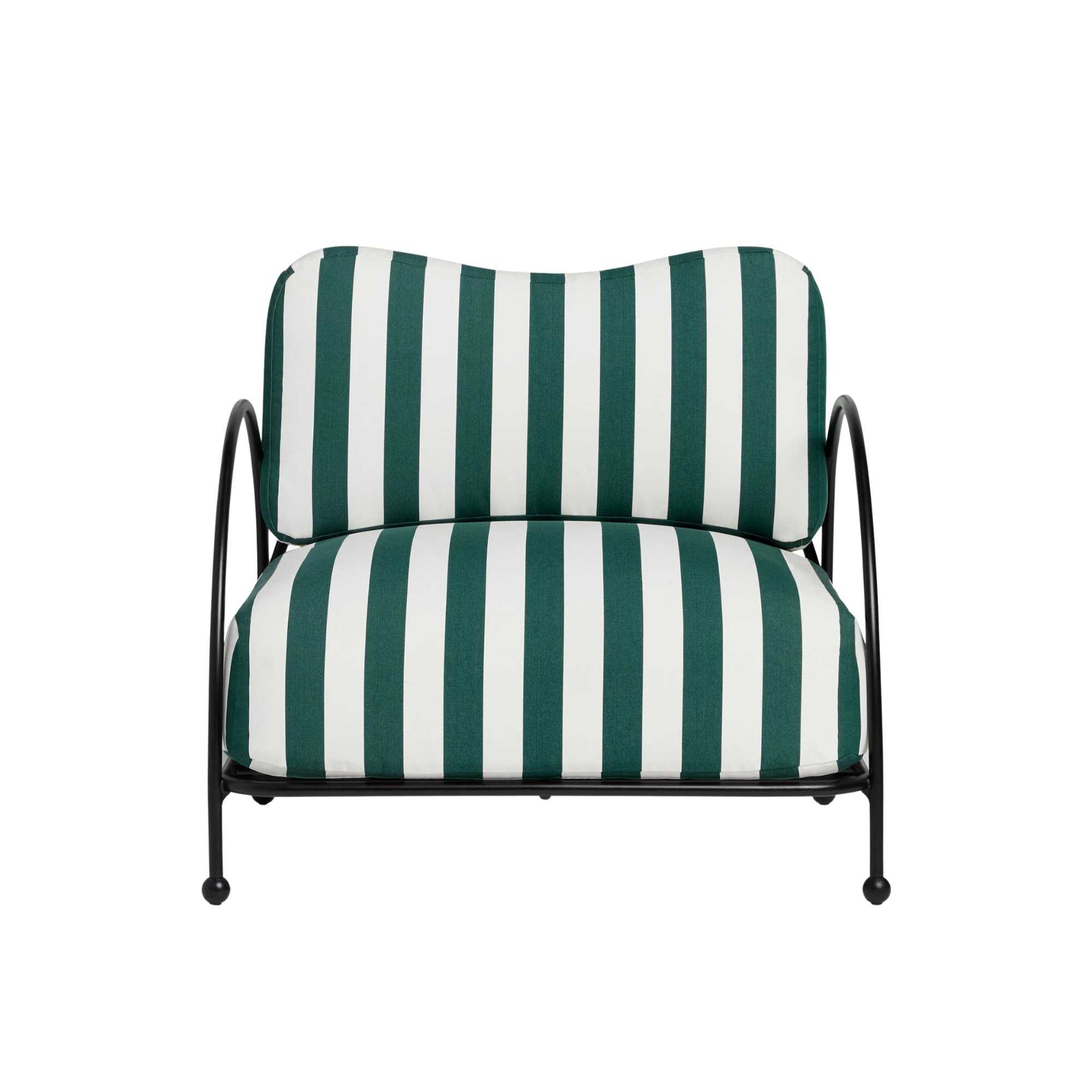 a green and white accent chair