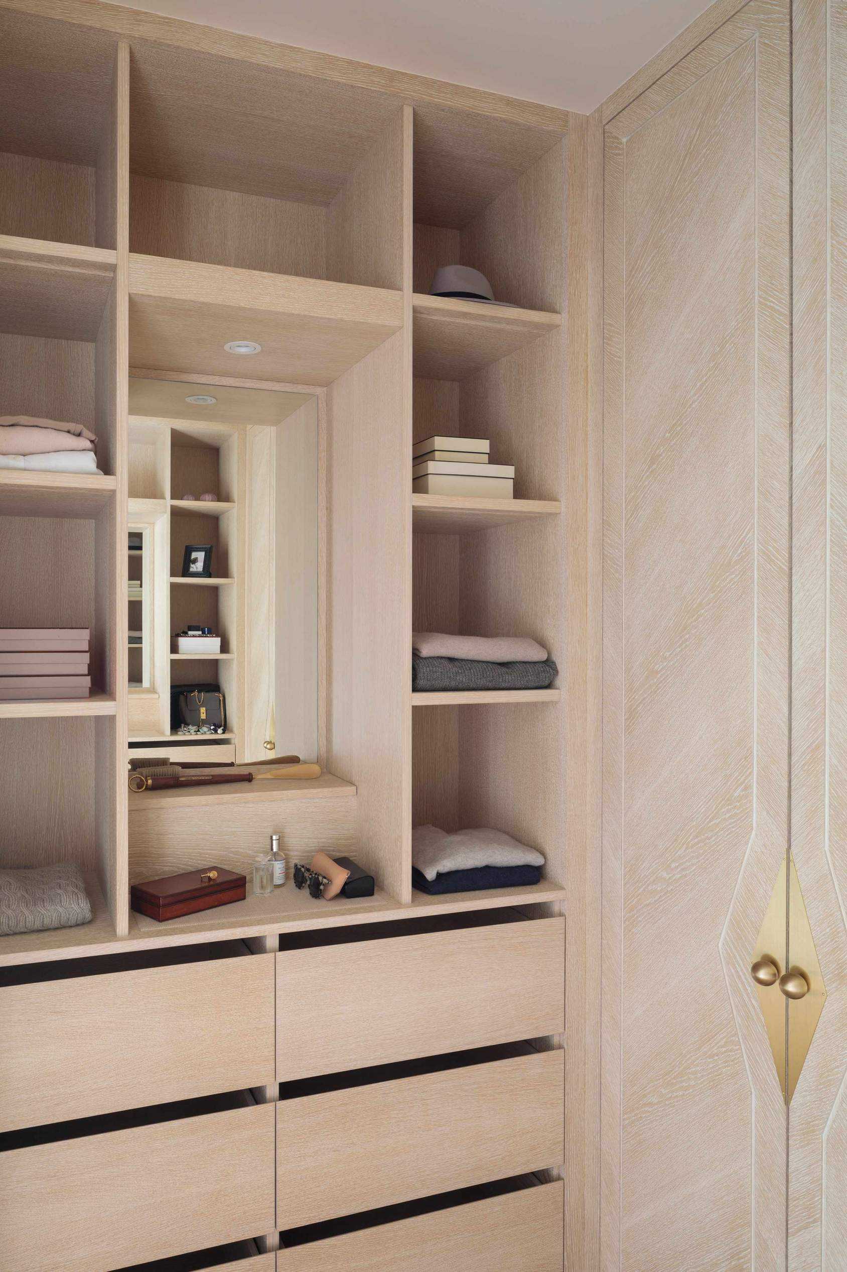 custom clothing storage with shelving and drawers