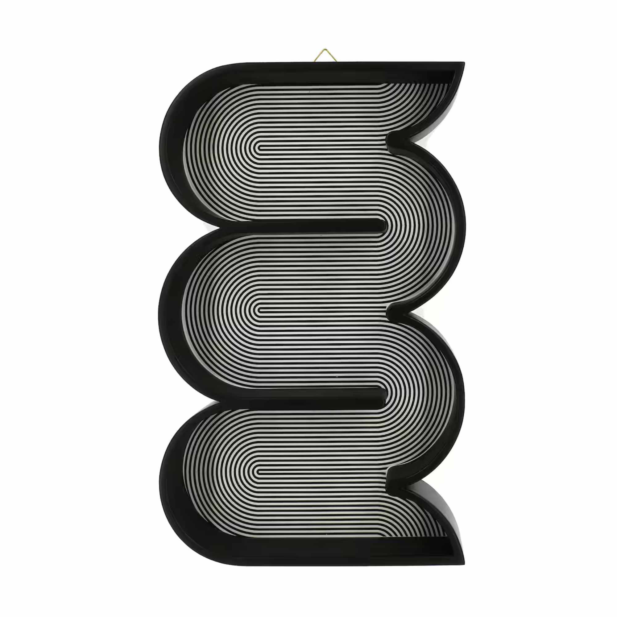 a black and white wall shelf