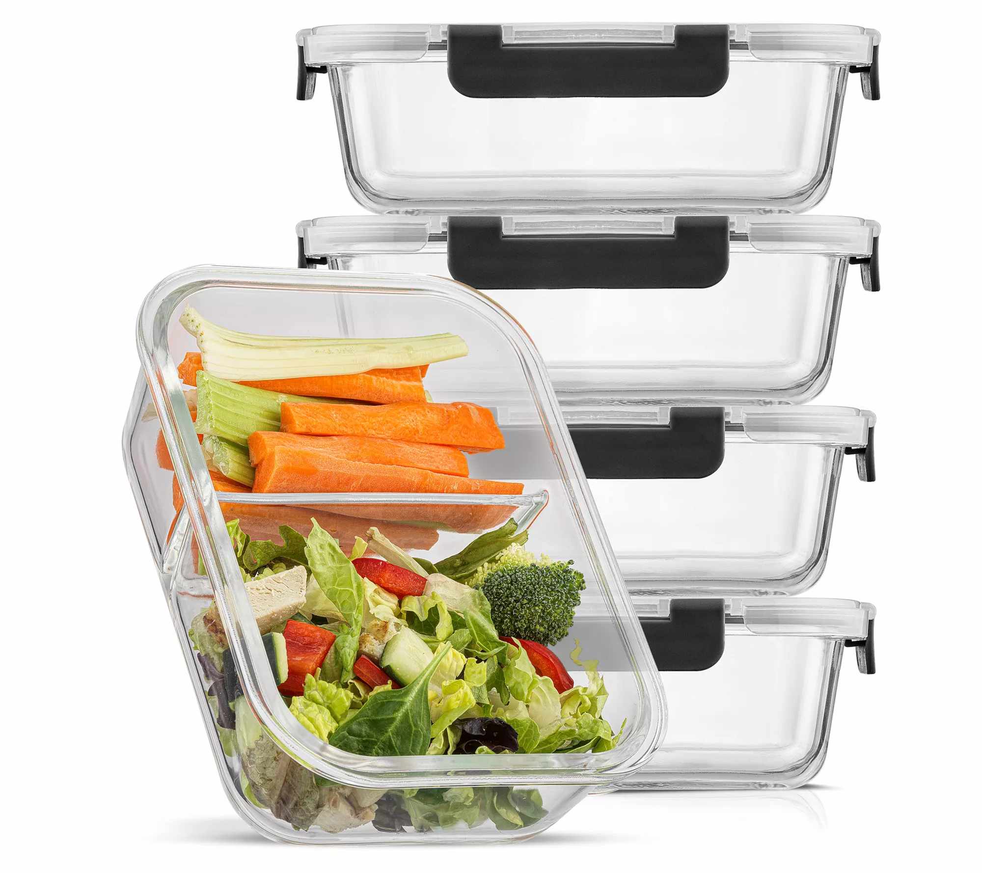 Joyjolt 2-Sectional Food Prep Storage Containers - Set of 5