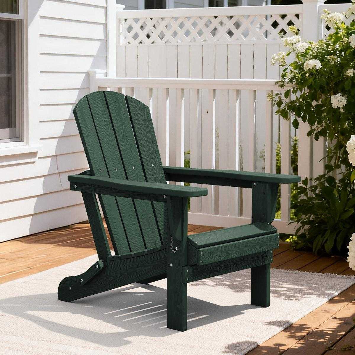 Rosecliff Heights Outdoor Hdpe Folding Adirondack Chair , Weather-Resistant Wood-Grain Lounge Chair &amp; Reviews | Wayfair