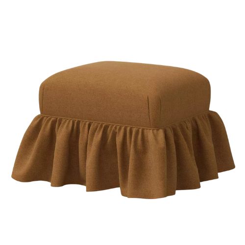 Ruffle Skirt Ottoman Textured Linen Amber - Threshold&trade; designed with Studio McGee