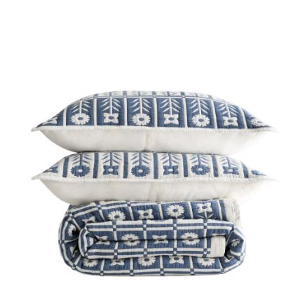 Organic Cotton Jacquard Floral Coverlet Set