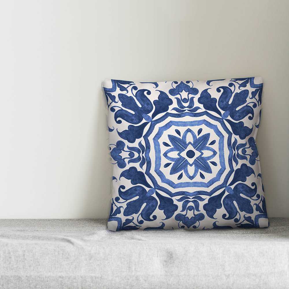 Designs Direct Creative Group Watercolor Damask Tile Square Pillow Cover &amp; Insert &amp; Reviews | Wayfair