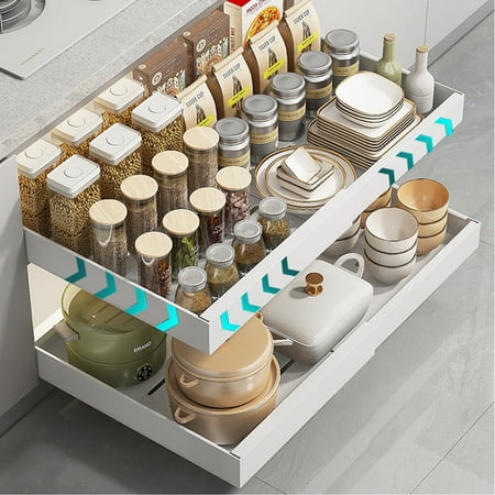 Phancir Pull Out Cabinet Organizer, Expandable Heavy Duty Slide Out Drawers for Kitchen, Pantry, Bathroom, 12.6-20.5in