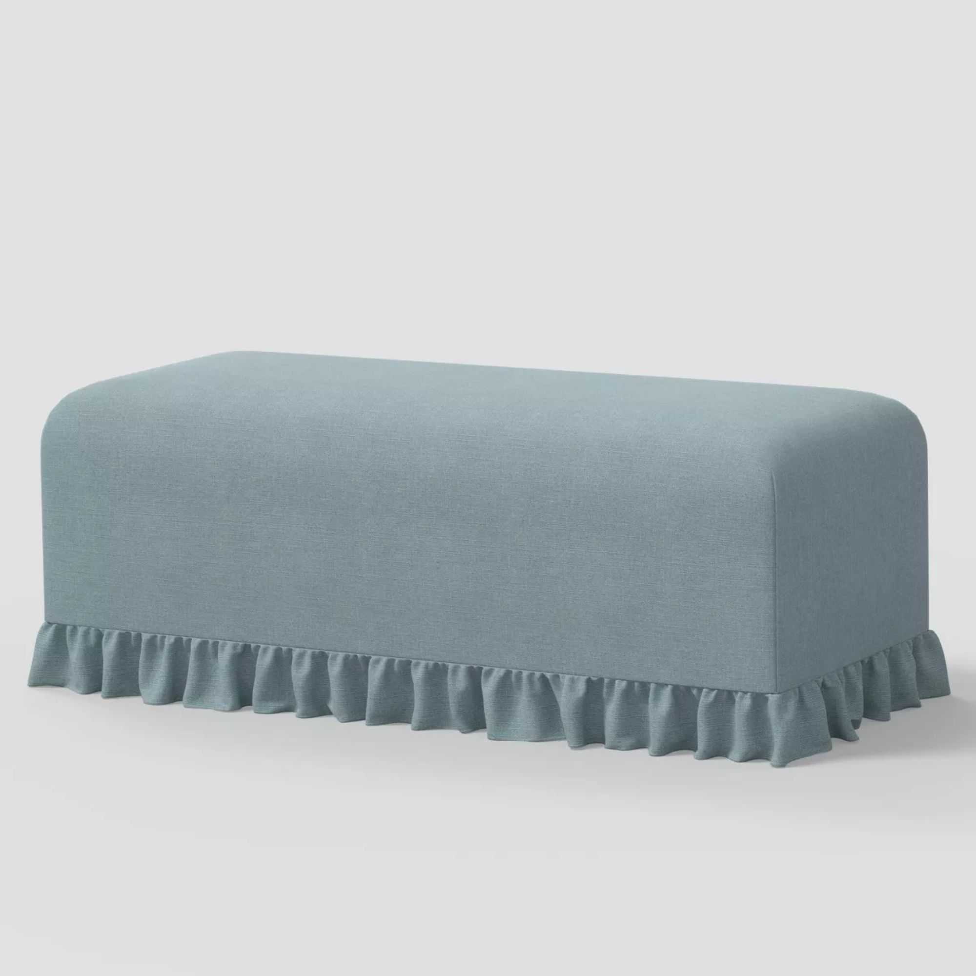 Ruffle Slipcover Dining Bench