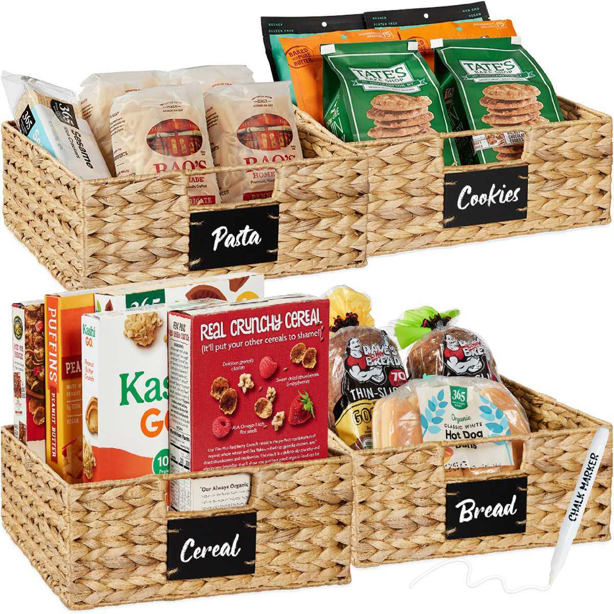 Bay Isle Home&trade; 13in Woven Water Hyacinth Pantry Baskets W/ Chalkboard Label, Chalk Marker &amp; Reviews | Wayfair